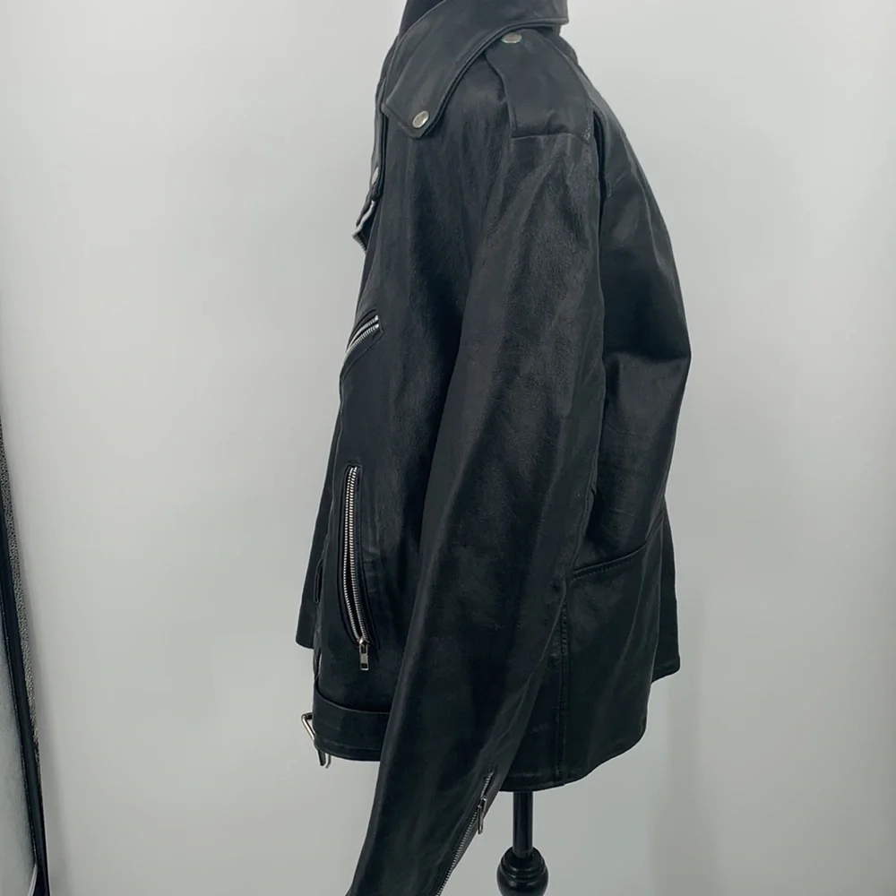 Niki Leather Jacket size XL Black Motorcycle jacket vintage - Picture 6 of 15